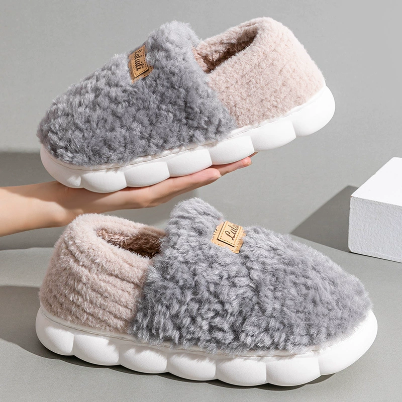 Хлопковые тапочки для мужчин, новая модель зима 2025, домашние плюшевые тапочки для пар, нескользящие хлопковые тапочки для женщин, домашняя обувь из хлопка.