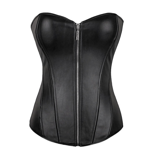 PU leather zippered shaping corset sexy waist cincher stomach corset European and American court style slimming corset