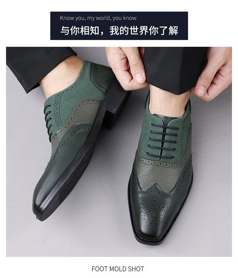 Giày da nam công sở mũi nhọn, đế mềm êm chân, phong cách thanh lịch — Giày đơn màu xanh, Giày đơn màu xanh lá cây, Giày đơn màu đen chi tiết 15