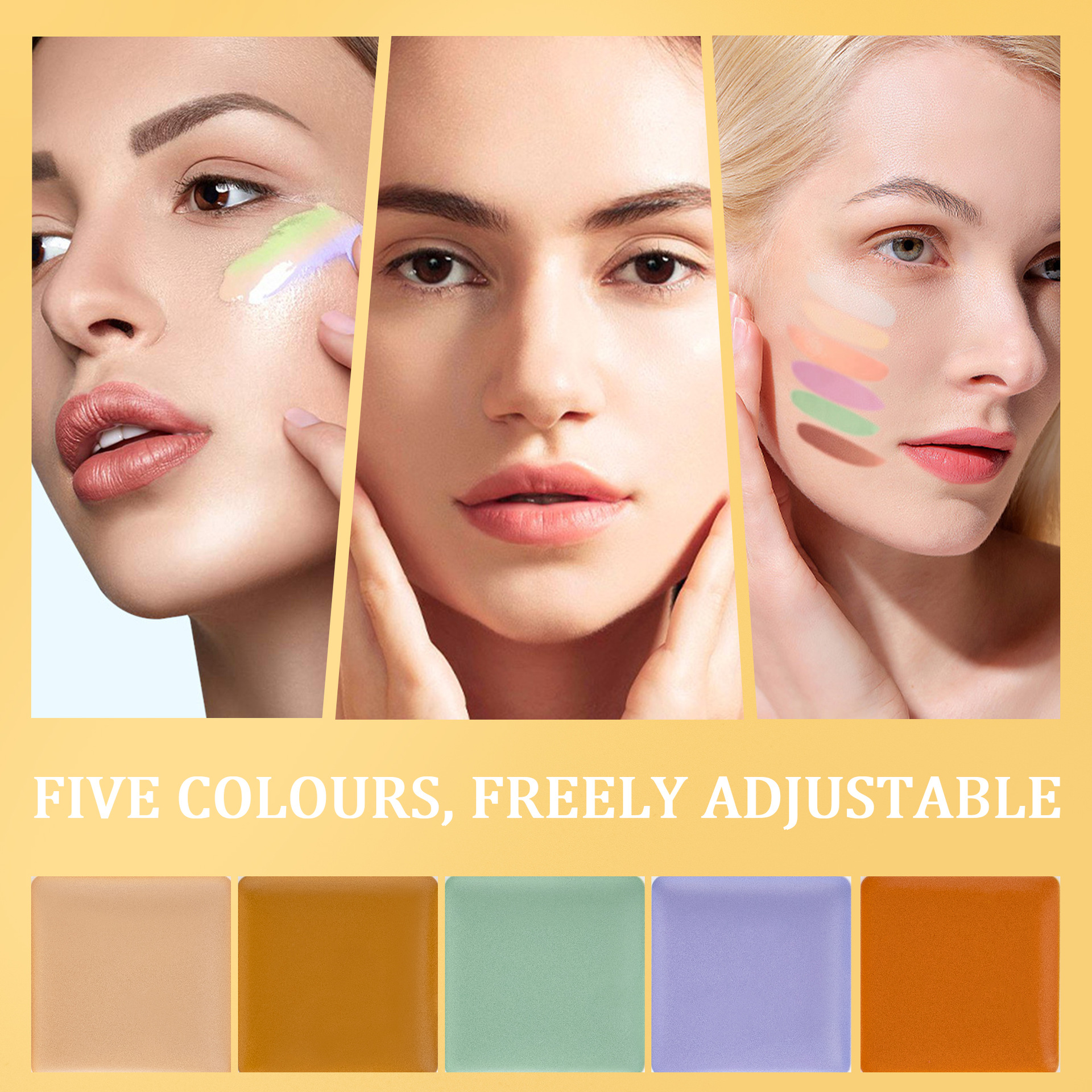 SHCOETY Cross-border Five-color Concealer covers acne marks, spots, tear troughs, dark circles, is light, long-lasting, waterproof and does not smudge Item Picture