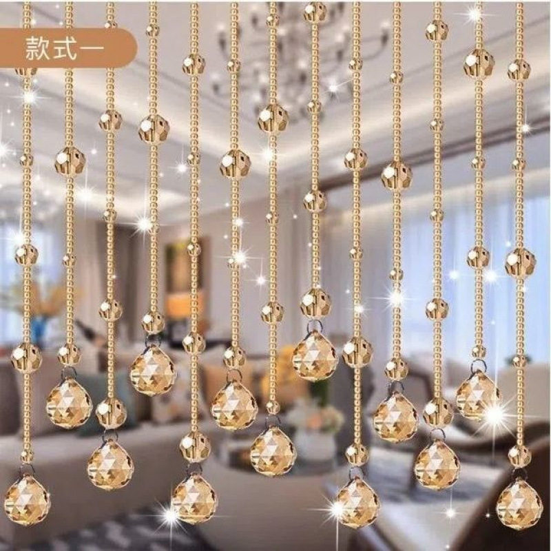 Crystal Bead Curtain Door Curtain Partition Living Room Entrance Aisle Decorative Screen Bathroom Bedroom Feng Shui Curtain Without Drilling