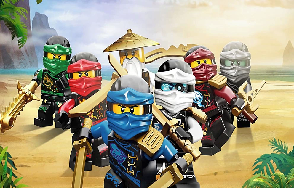 Фотозона (Lego Ninjago) баннер для праздника, тонкая ткань 150×100–300×300 см, разные цвета
