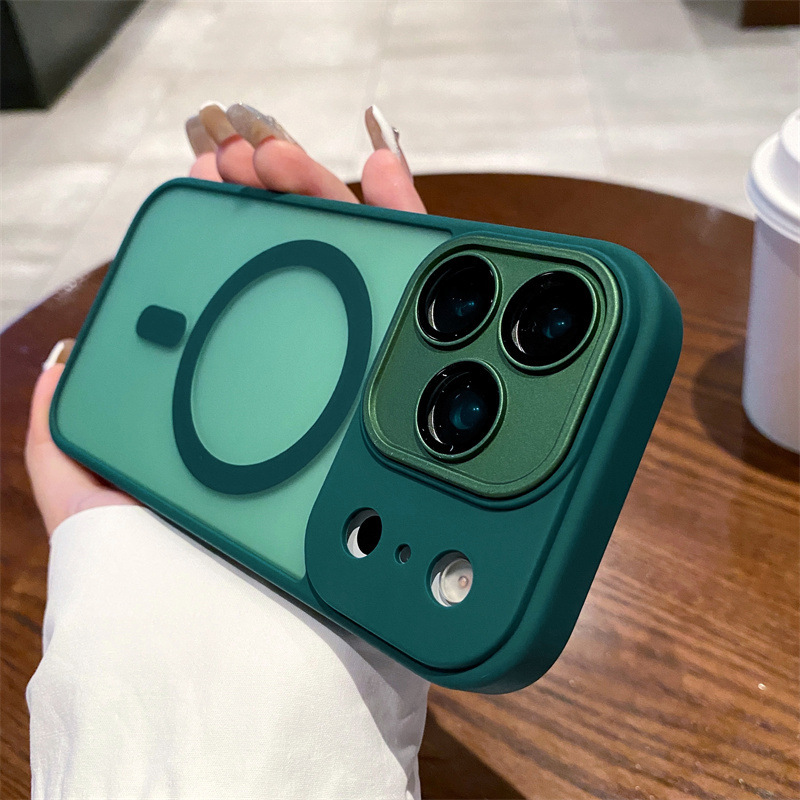 La piel de la escudo esmerila succión magnética para Apple 17PRO caso de teléfono celular iPhone 16 / 15 lente película protector a prueba de caídas
