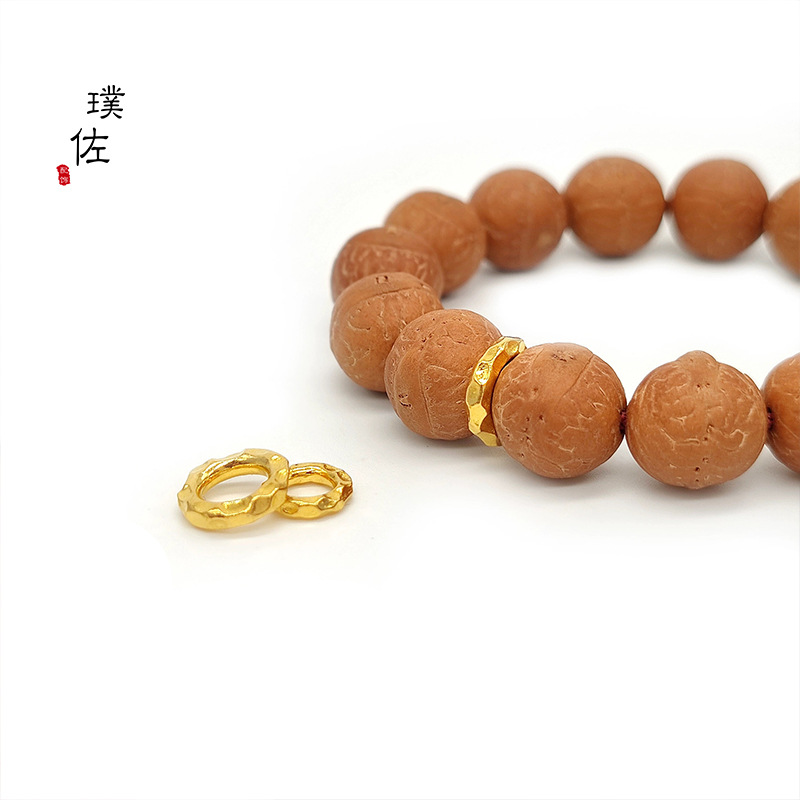 金店同款古法沙金磨砂錘紋隨形無相卡環卡子隔片隔環文玩手串配飾