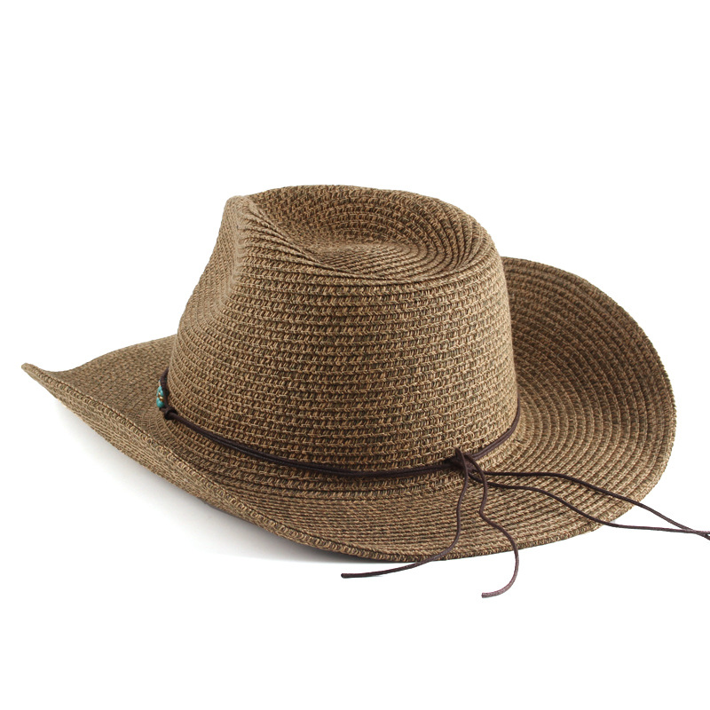 Comercio exterior transfronterizo de calidad para hombres y mujeres Sombrero de jazz Sombrero de vaquero occidental europeo y americano Sombrero de paja de ocio al aire libre Sombrero de caballero retro