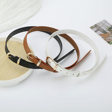 新款百搭合金按扣细款女士腰带可调节束腰带简约百搭休闲PU皮带