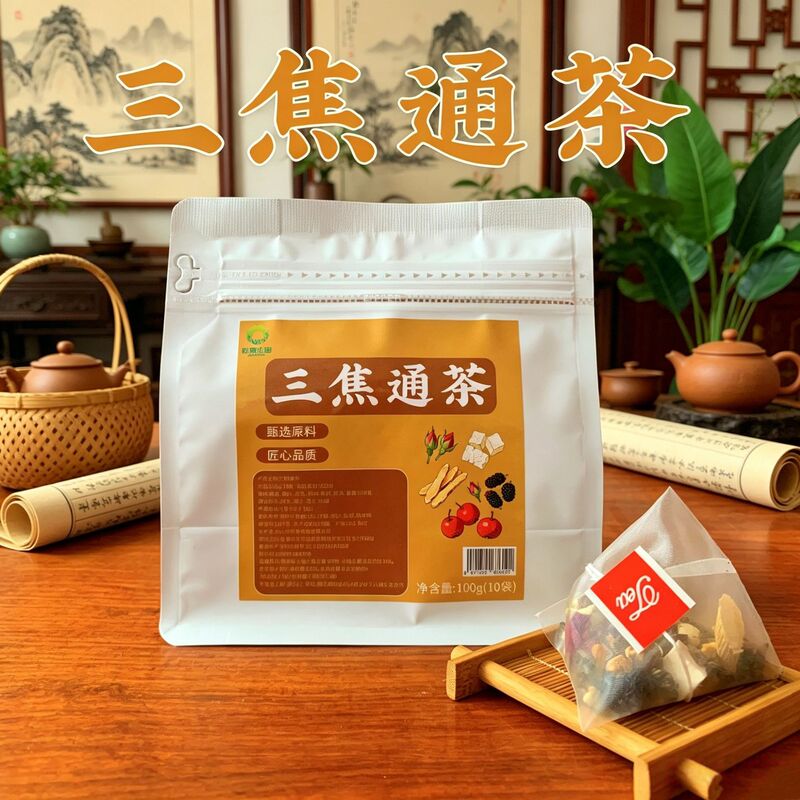 Sanjiao Tong Tea with Mulberry, Coix Seed, Ganoderma, Black Plum, Tangerine Peel, Poria, Dandelion, Astragalus, Lotus Seed, and Hawthorn in Tea Bags for Wholesale