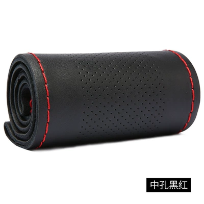 cover: Steering wheel cover - medium-pore-black-and-red-38cm