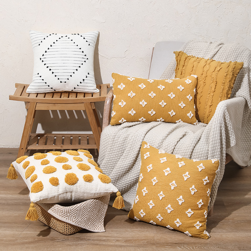 Nordic Ins Style Tufted Pillow Cover with Embroidery for Bed Headboard, Bedroom, Living Room Sofa, Office Chair Cushion, Ins Style Nordic Ins Style Tufted Pillow Cover with Embroidery for Bed Headboard, Bedroom, Living Room Sofa, Office Chair Cushion, Ins Style