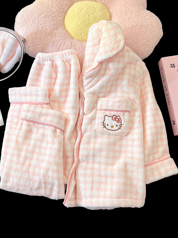 Girls' Pajamas Autumn and Winter 2026 New Thickened Coral Fleece Set Children's Girls' Flannel Loungewear