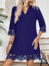 B 10951 Vacation Floral Sleeves A-Line Dress �ȼ��ջ�����