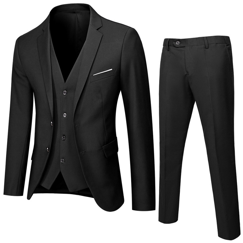 Suit Set Men's Three-Piece Business Casual Suit Professional Formal Suit Best Man Suit Groom Wedding Dress Summer