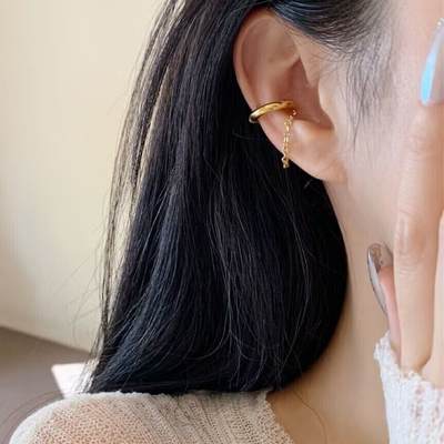 Ireya French double-layer tassel non-fading ear clip gentle and special non-bumping ear jewelry ear clip