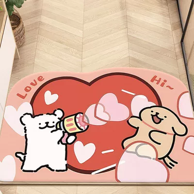 Puppy Bathroom Absorbent Quick-drying Foot, Avtomobil döşəmə paspasları - love-puppy-4060cm25mm-diatom-mud