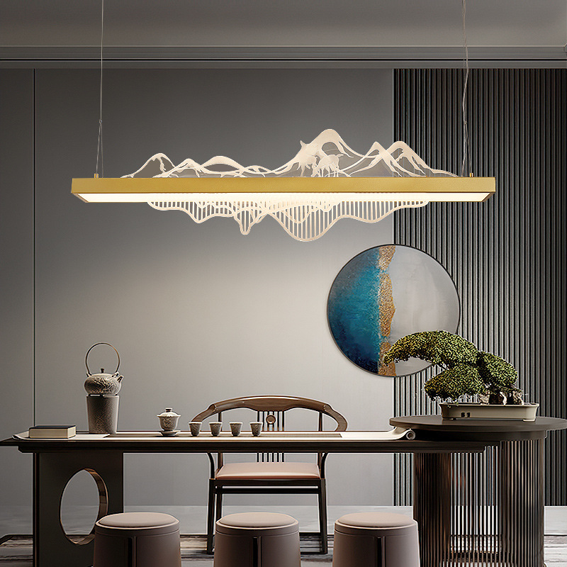 Wabi-sabi retro style tea room pendant lamp Zen Chinese restaurant light Chinese style bar lighting designer landscape pendant lamp