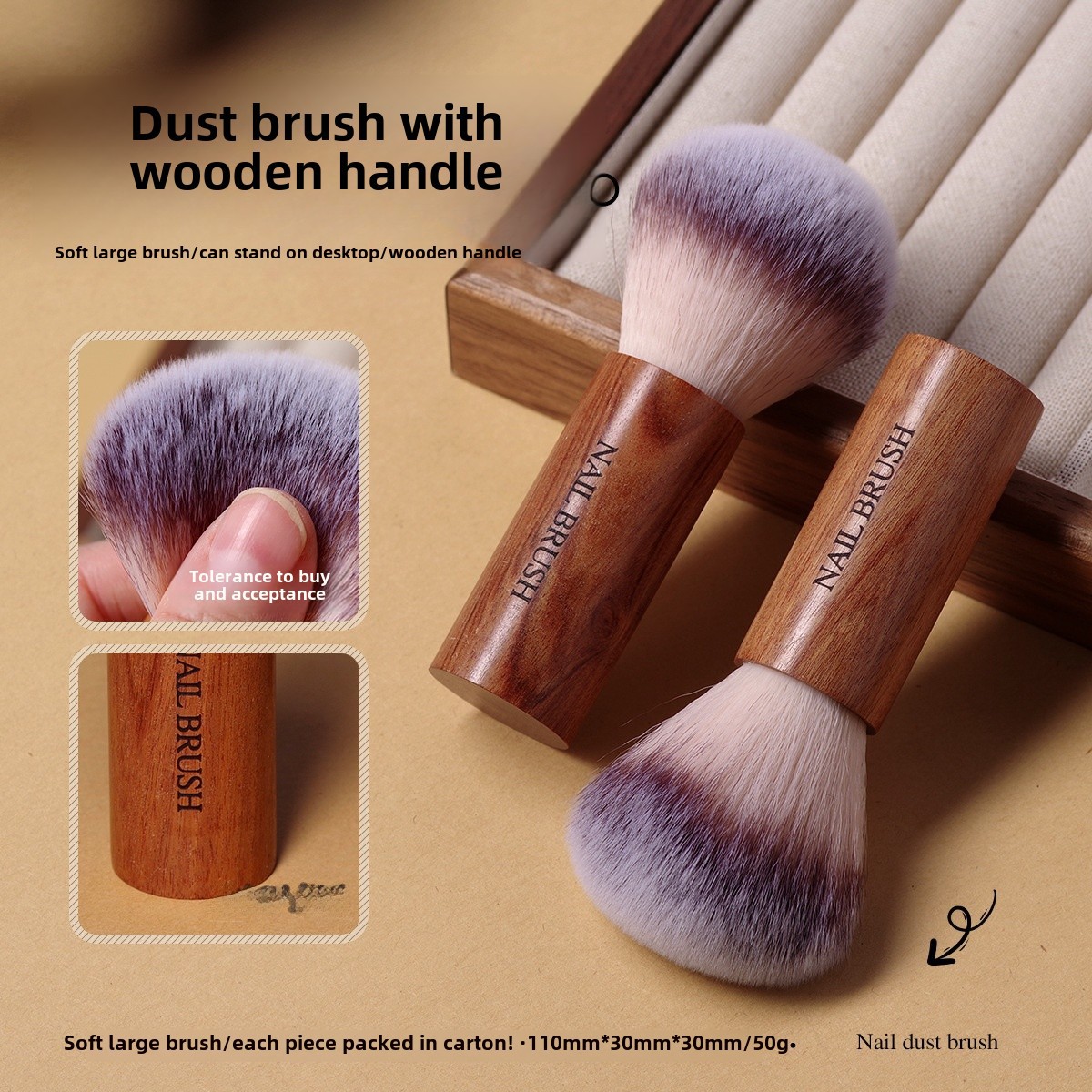 Wooden Rod Nail Powder Dust Brush Nail Tools Nail Brush Dust Dust Brush Table Flour Dust Brush Cleaning Tools