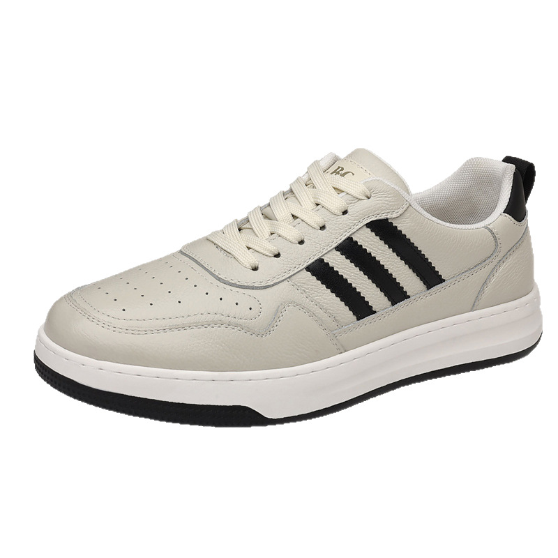 [Cuero de vaca de cabeza] zapatos de cuero para hombres, piel de ternera suave, zapatos deportivos casuales para hombres, zapatos blancos transpirables y resistentes al desgaste