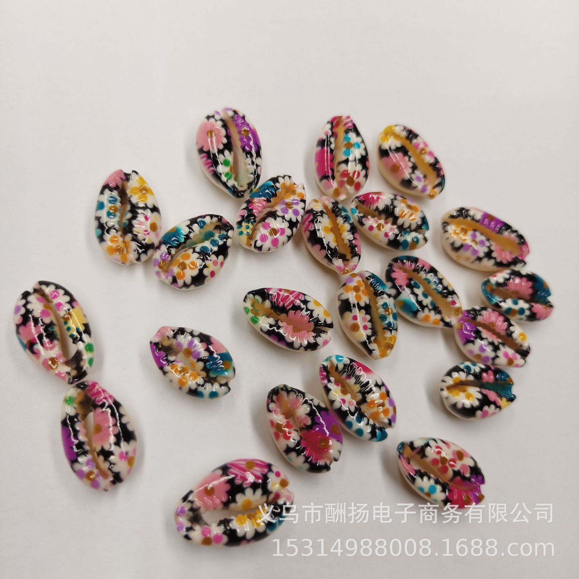 New floral pattern: black, red, yellow, blue, and purple flowers. 1 piece.