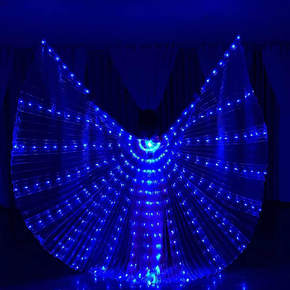 Alas luminosas LED para danza del vientre, alas de mariposa doradas, capa, accesorio para espectáculos de Halloween/Navidad, disfraz para fiestas