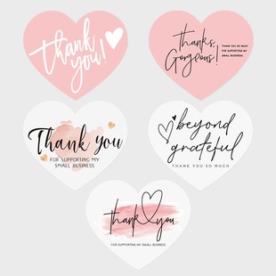 Cross-border new heart-shaped pink thank you card coated paper card thank you gift card jewelry packaging card