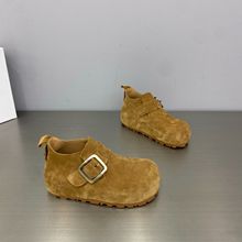 厚底内增高全包勃肯鞋女鞋子新款秋季新品博肯单鞋乐福豆豆鞋绒面