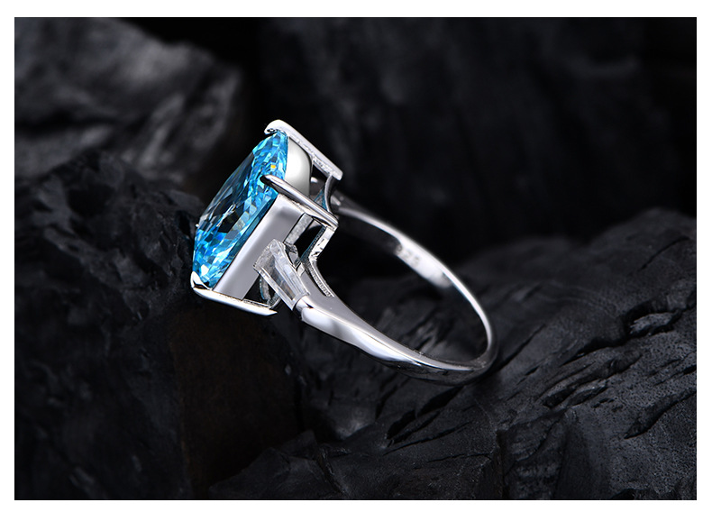 Fashion Geometric Sterling Silver Inlay Zircon Rings 1 Piece