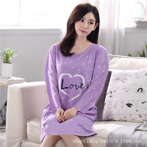 Otoño estilo coreano camisón de manga larga de las mujeres lindo más tamaño camisón de las mujeres Primavera Otoño Invierno largo camisón al aire libre ropa para el hogar