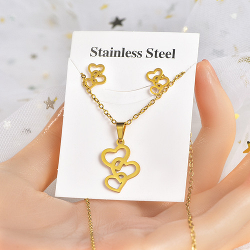 Titanium steel irregular pattern pendant earrings set snowflake puzzle electroplated stars two-piece accessory jewelry
