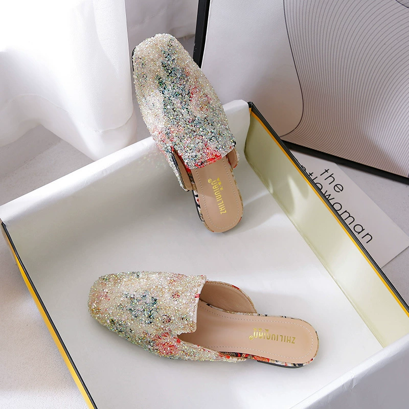 Тапочки Baotou, женская верхняя одежда, туфли Мюллера на плоской подошве, новая Универсальная ленивая обувь, сандалии и тапочки, женская обувь больших размеров, 41-43