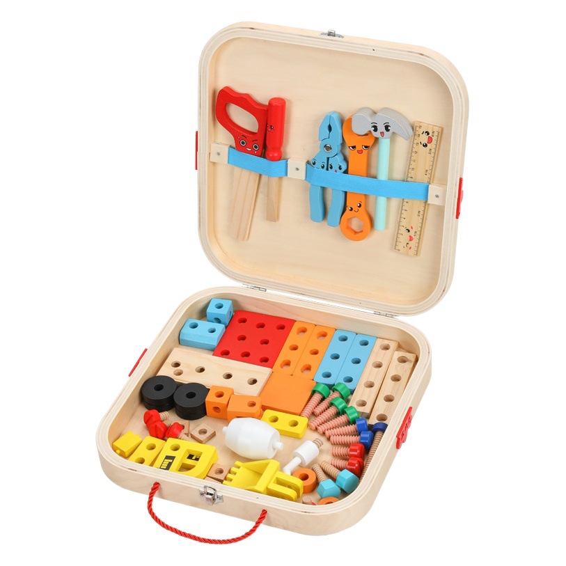 Caja de herramientas simulación tornillo eliminación tuerca DIY multifuncional madera niño jugar casa juguete educativo
