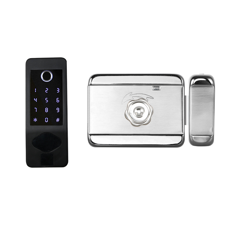 指纹锁家用防盗门电子智能IC卡免布线电子牛头锁外装遥控密码门锁
