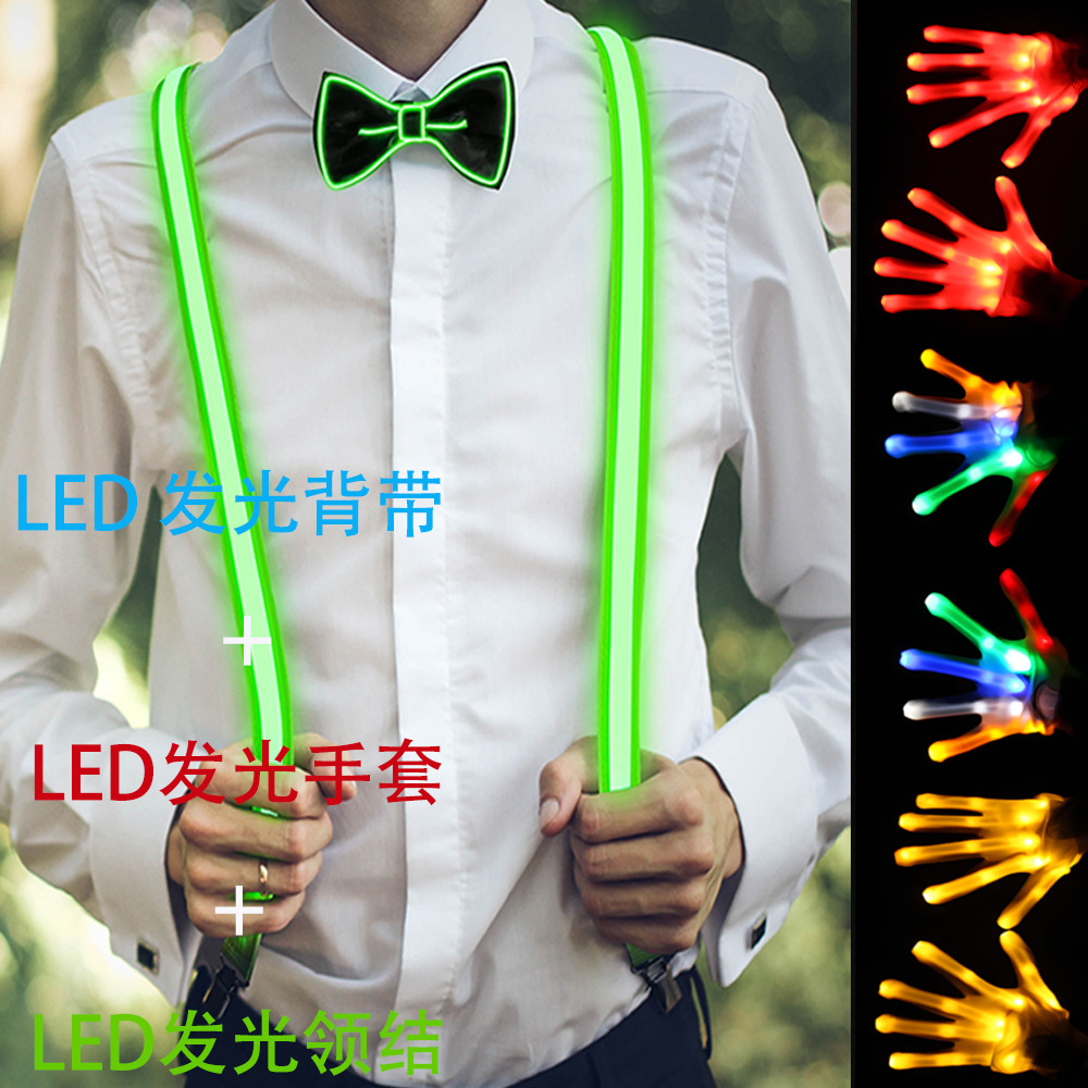 Casual entretenimiento de hombre sling pants luminoso cinturón de Navidad fiesta LED corbata luminosa guante luminoso