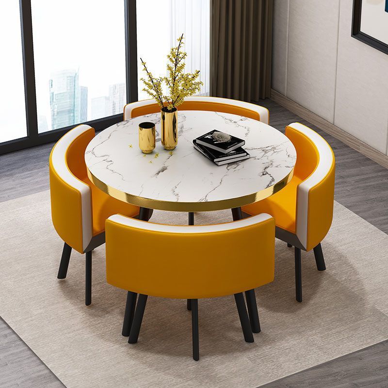Office Table and Chair Combination Dining Table Home Small Apartment Dining Table Shop Surface Negotiation Table and Chair Combination Reception Round Table
