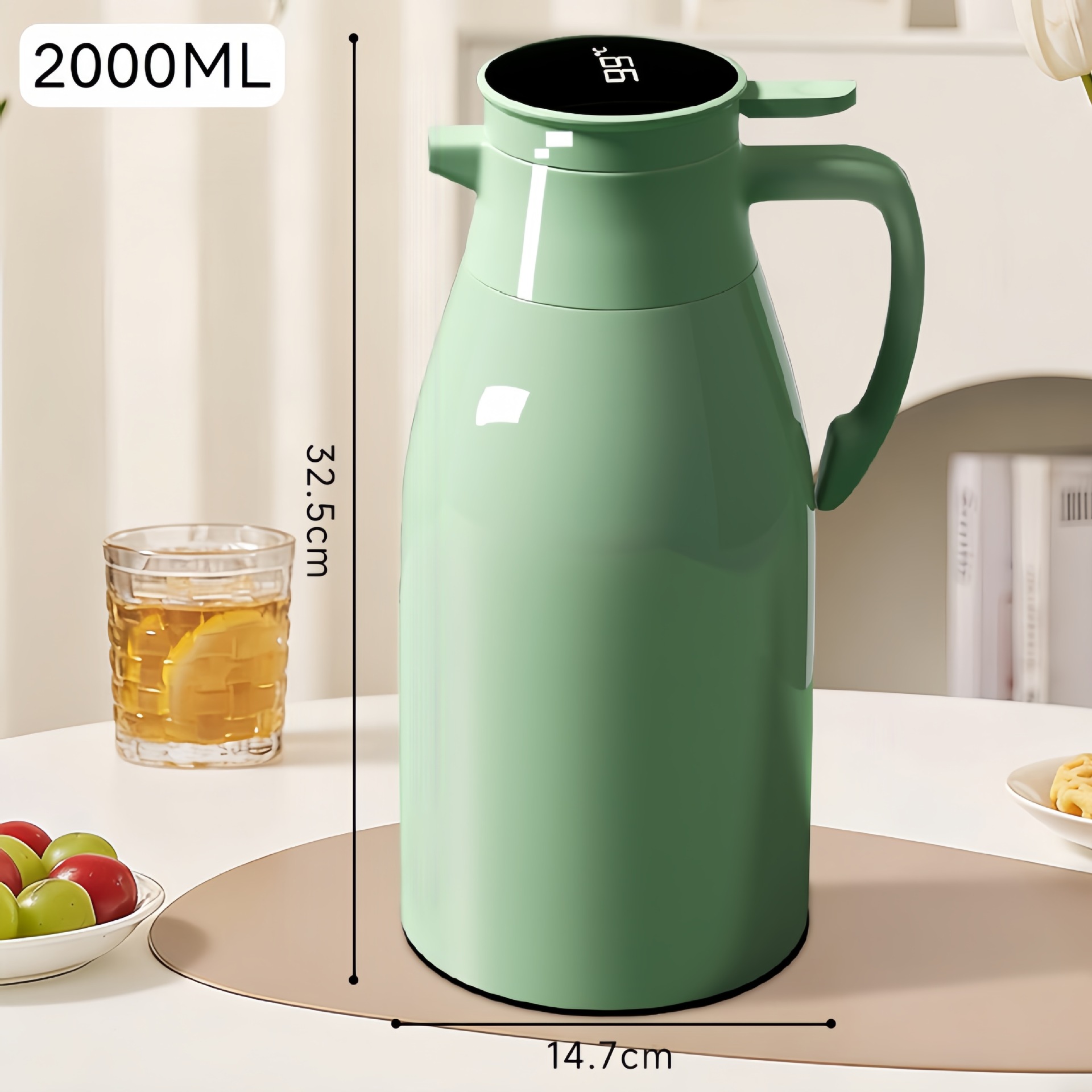 [온도 표시 모델] 2.0L 모란디 그린 [오래 지속되는 배터리 수명]
