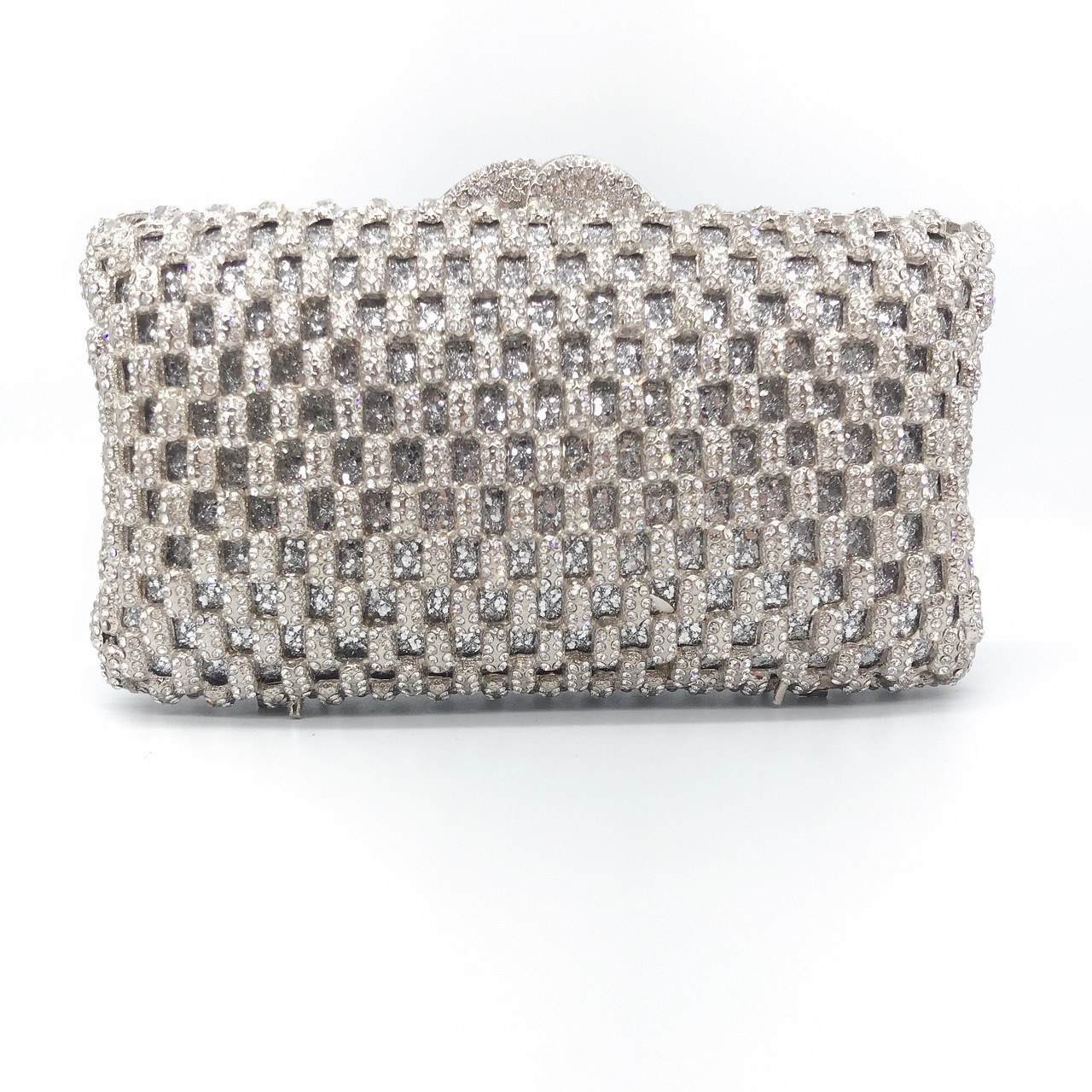 Bolsa de cena con diamantes transfronterizos no vacío caja dura de metal bolso de diamantes vestido de banquete bolso de mano bolso de mujer bolso de cadena