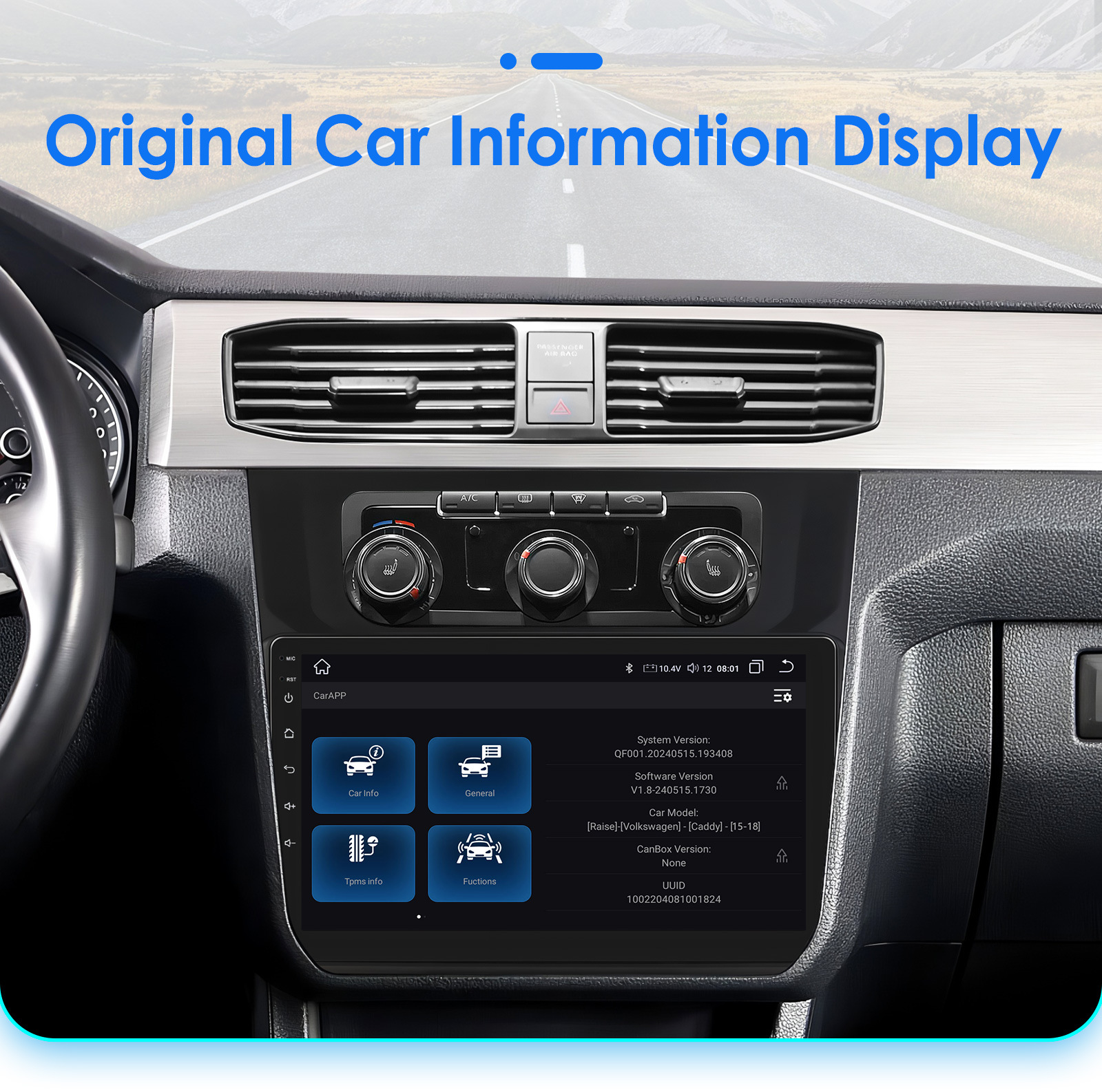 Suitable for Volkswagen Caddy 2015-2018 Models, Android Carplay Central Control Bluetooth Car Navigation