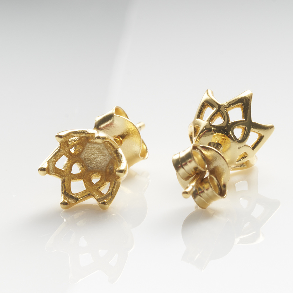 Transfronterizo S925 plata 1 quilates pernos de piedra de moissan plateado oro plata pernos de piedra de moissan plateado