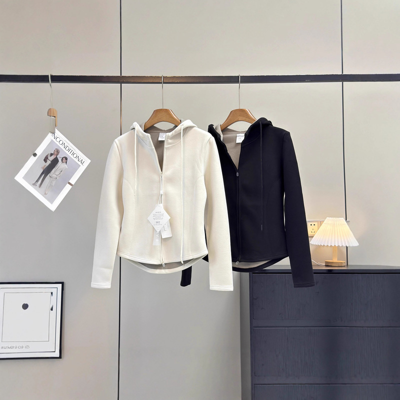 Warm ~ Super Flattering ~ Slim Waist, Tailored Fit, Slim-Fitting Hooded Double-Zipper Sweatshirt Short Jacket for Women, 2026 New Style