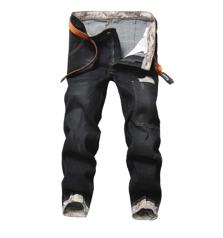 Herren Ripped Jeans Im Korean Style Mit Patchwork Und Mid Rise_voghion.com