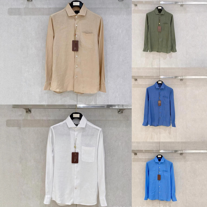 Italian Lp Men's Early Autumn New Fashion Old Money Style Casual Turn-Down Collar Long-Sleeve Shirt Men's Linen Shirt Trendy Italian Lp Men's Early Autumn New Fashion Old Money Style Casual Turn-Down Collar Long-Sleeve Shirt Men's Linen Shirt Trendy