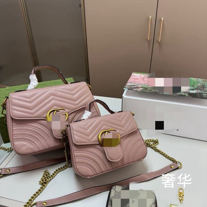 Original Leather Double g Moncler Series Heart Wave Pattern Marmont Handbag with Chain Strap, Genuine Leather Women's Bag Original Leather Double g Moncler Series Heart Wave Pattern Marmont Handbag with Chain Strap, Genuine Leather Women's Bag