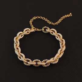 青岛外贸vintage饰品重工铜镀金绕施华洛奇珍珠金属拼接高级项链