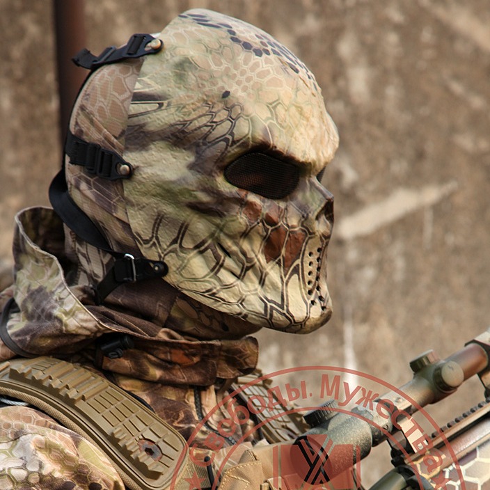 酋长蟒纹迷彩战术面罩 户外CS野战防护面具 舞会装饰个性