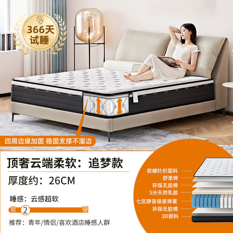 五星级酒店席梦思床垫1.8x2米乳胶记忆棉独立弹簧床垫30CM|undefined