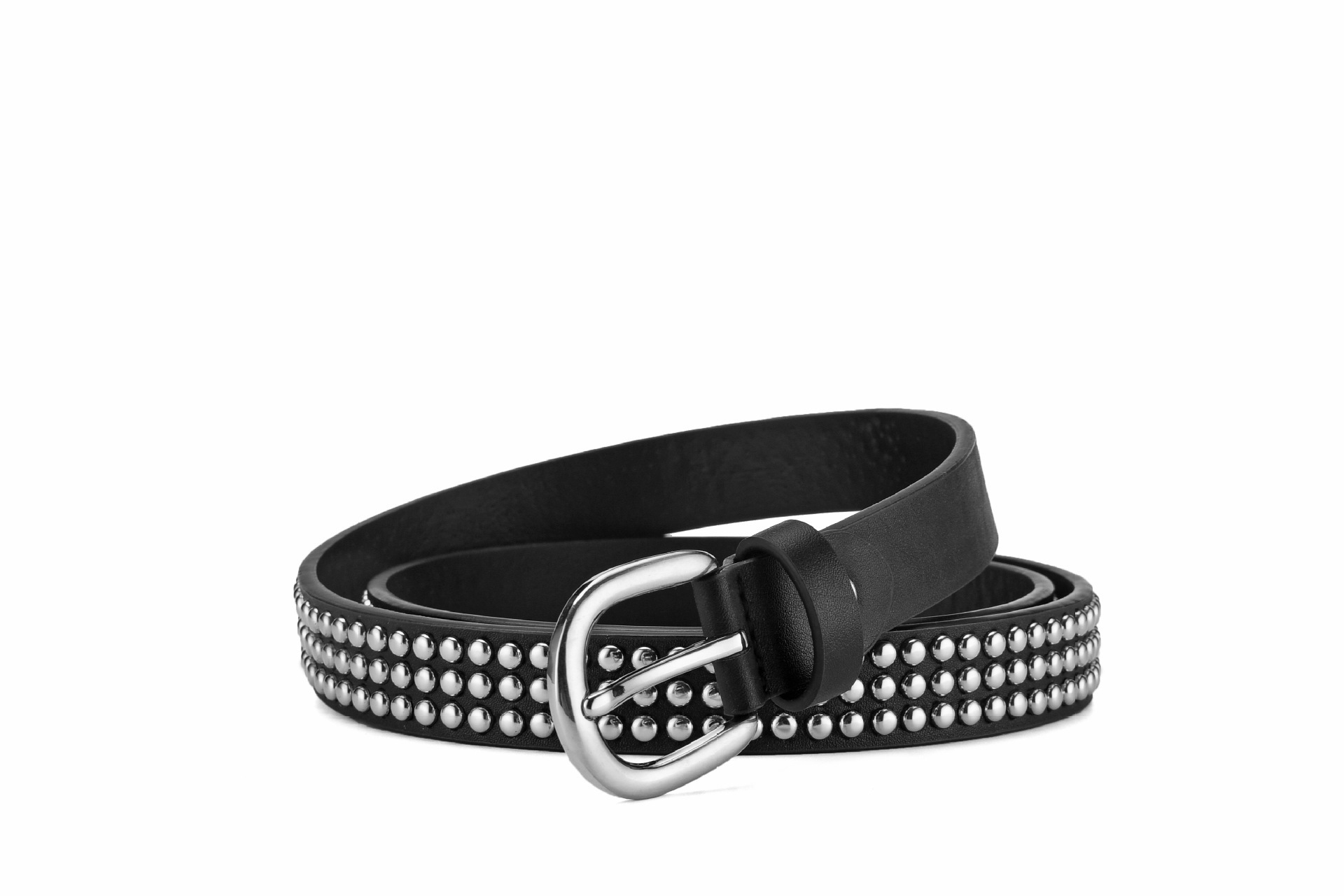 Dam bälte med nitar i punk stil med metallspänne_voghion.com