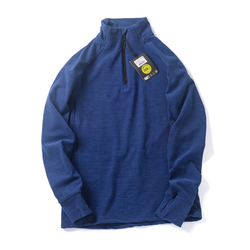 Export Denmark Technology Functional Velvet Outdoor Half Zipper Vertical Collar Pullover Fleece Sweater Men's Base Shirt