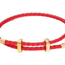 皮绳手绳8八字扣头层手链3mm粗红色双股推拉圈适用于周大生珠代发