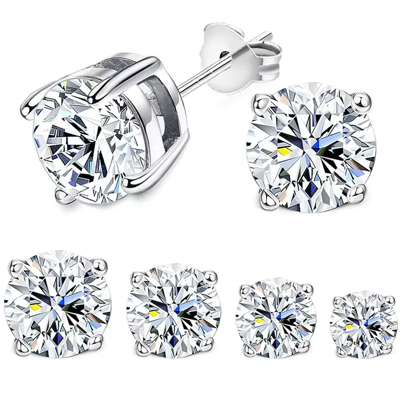 跨境热销不锈钢镶锆石耳钉厂家批发新款耳环饰品镶钻欧美时尚高档