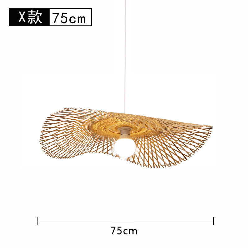 Lámpara de araña tejida de bambú Restaurante chino Lámpara de salón de té de linterna de bambú Restaurante japonés Sombrero de paja Lámpara de araña tejida de ratán B & B