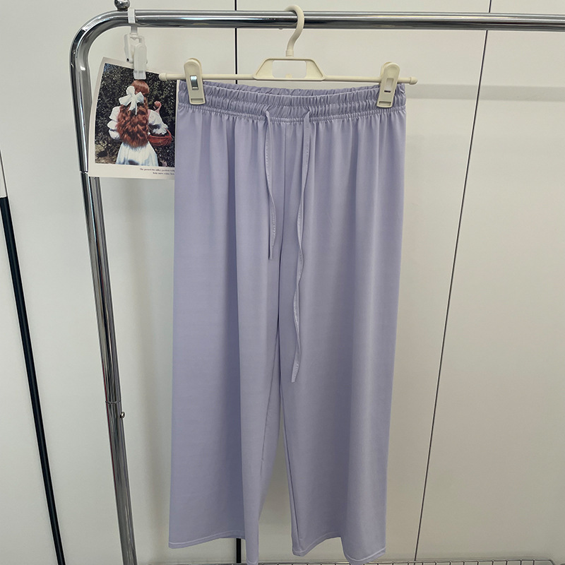 Pantalones de protección solar de seda de hielo, pantalones anchos, cintura alta de verano para niños, adelgazamiento, caída, pantalones rectos casuales simples y versátiles